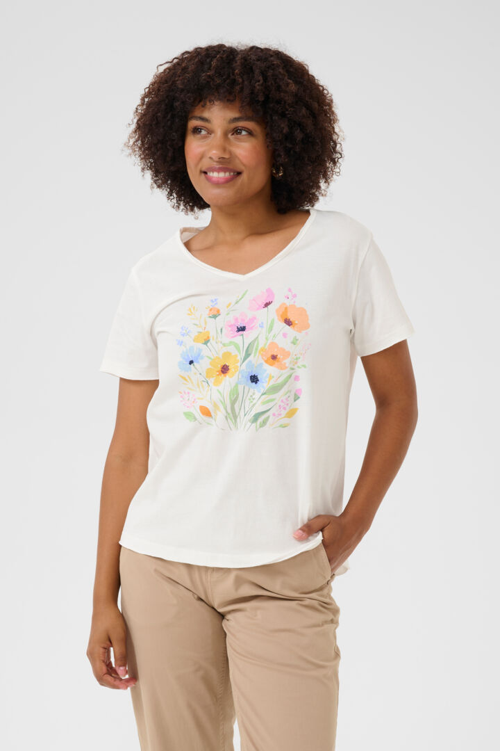 CRElvika V-Neck T-Shirt CREAM