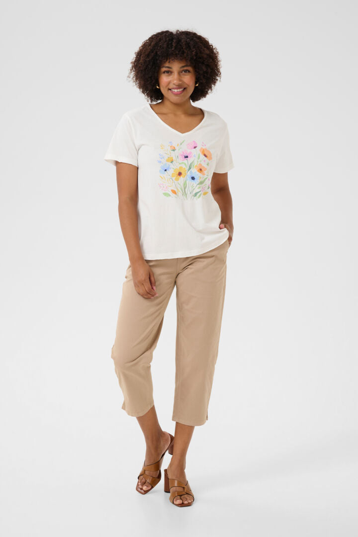 CRElvika V-Neck T-Shirt CREAM
