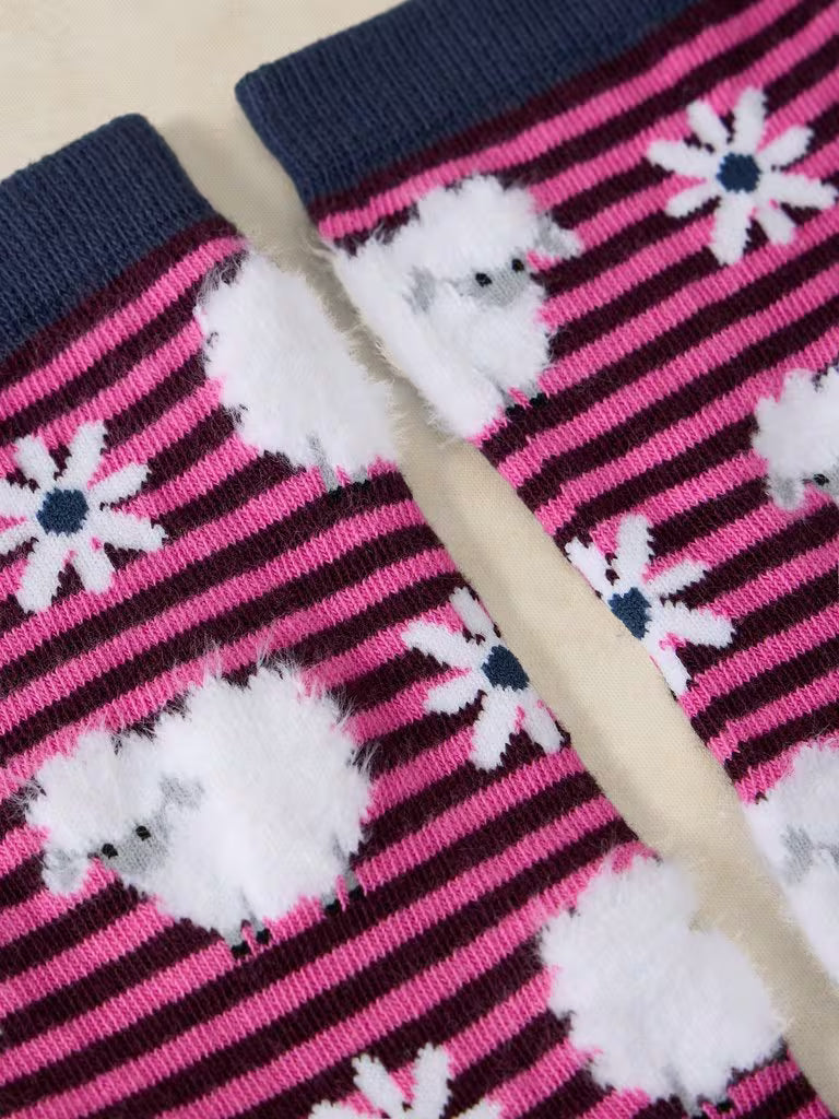 Chaussette Rayures Duveteuse Moutons