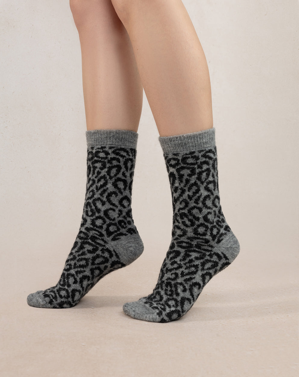 FOREST BLUE LEOPARD Alpaca Wool Sock