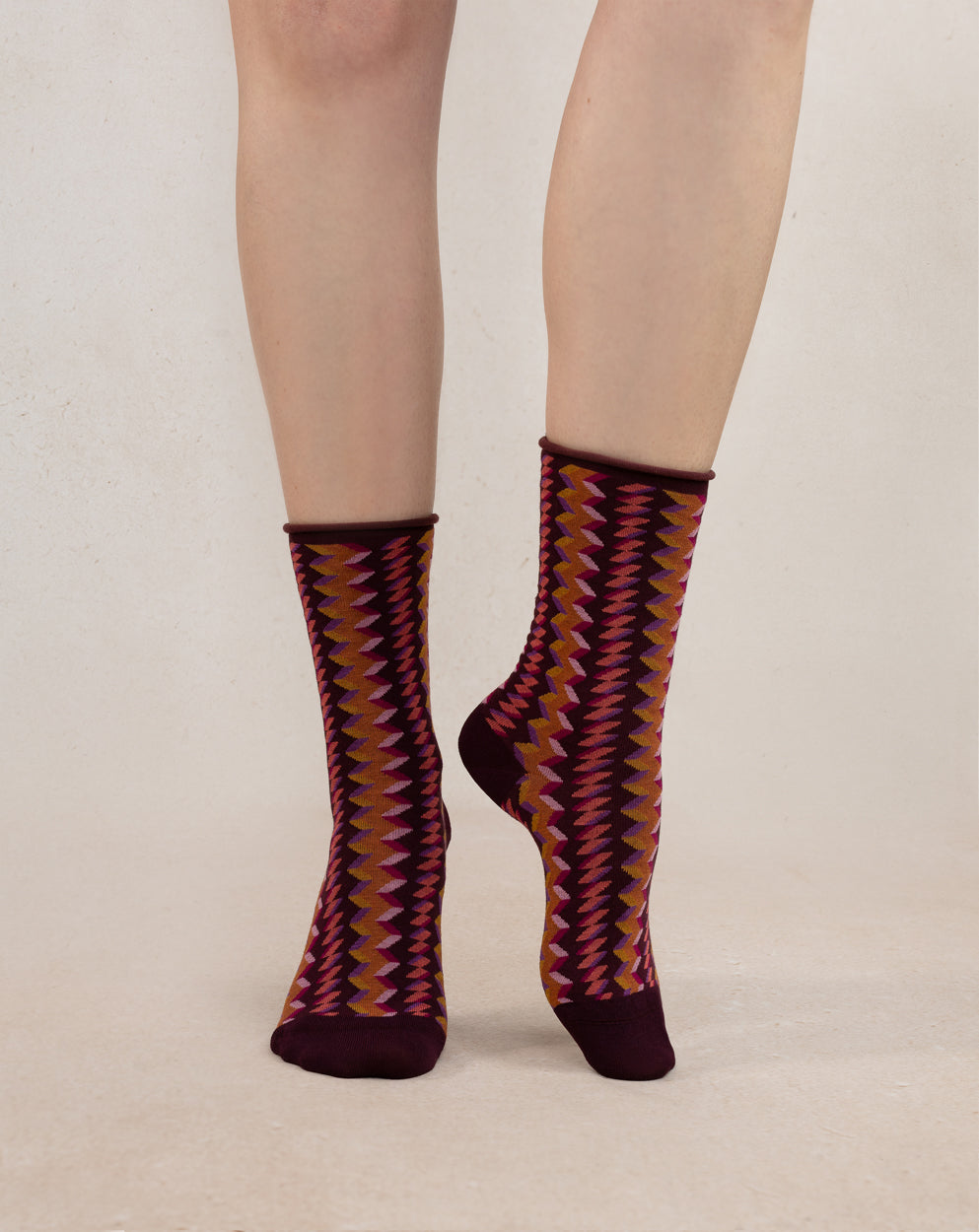 FOREST BLUE ZIGZAG VELVET COTTON SOCK