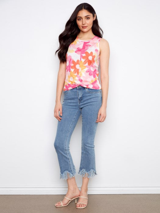 Col imprimé avec ourlet torsadé à l'avant CHARLIE B