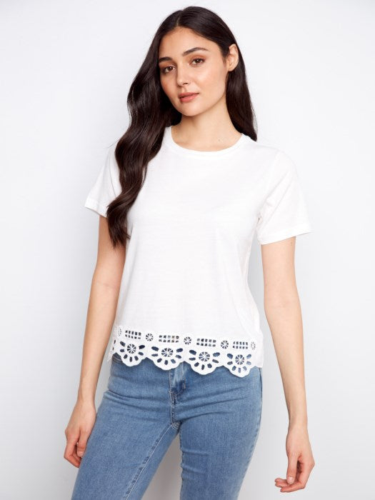 T-shirt à manches courtes avec broderie à l'ourlet CHARLIE B