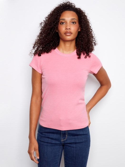 Tencel Rib Crew Neck T-Shirt CHARLIE B