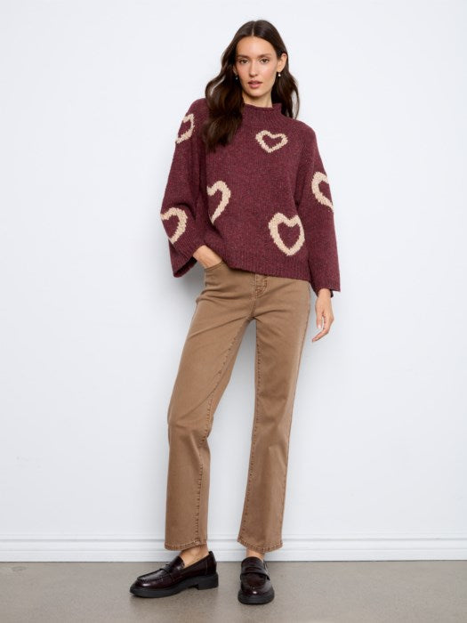 Pull en tricot à col faux en forme de cœur