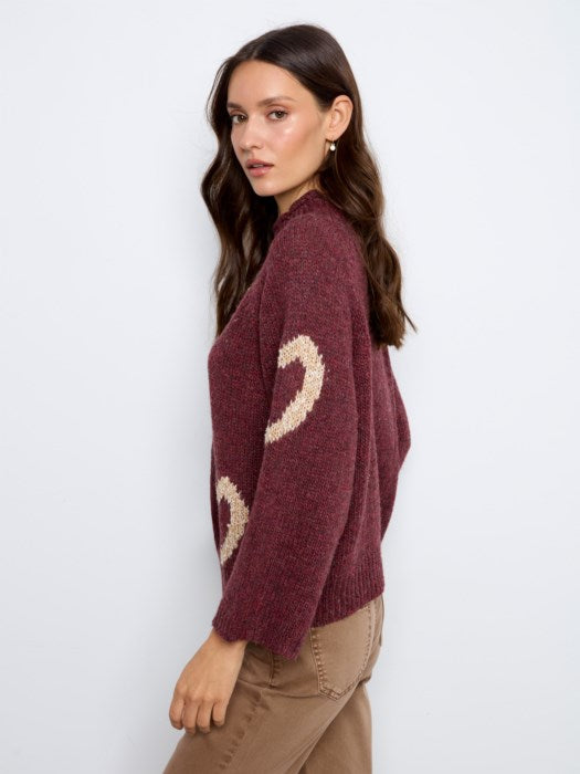 Pull en tricot à col faux en forme de cœur