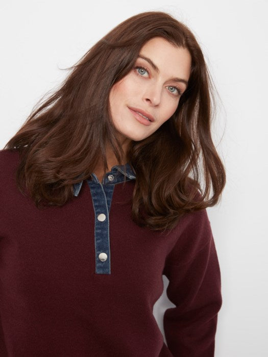 Pull polo avec bordures en jean