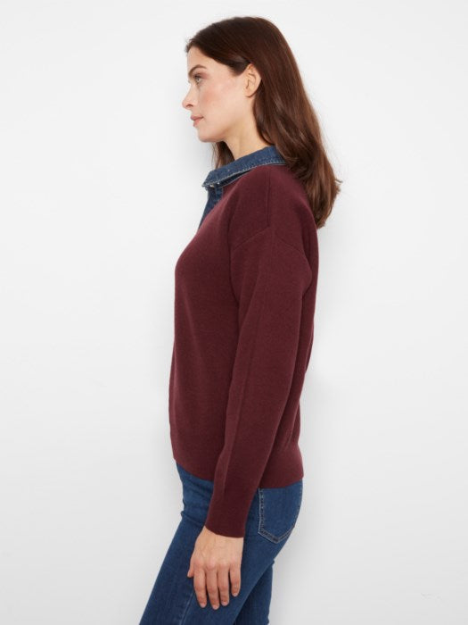 Pull polo avec bordures en jean