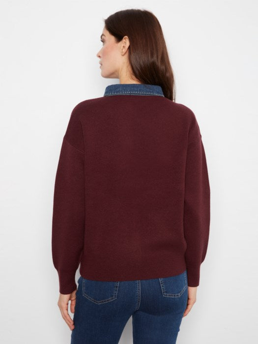 Pull polo avec bordures en jean