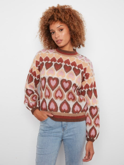 Pull à col cœurs