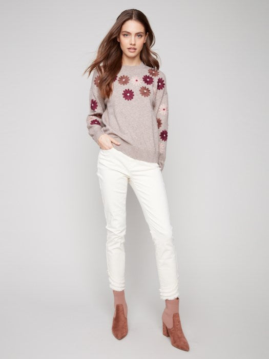 Pull à broderie florale CHARLIE B
