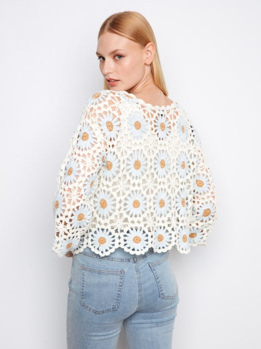 Pull fleuri au crochet CHARLIE B