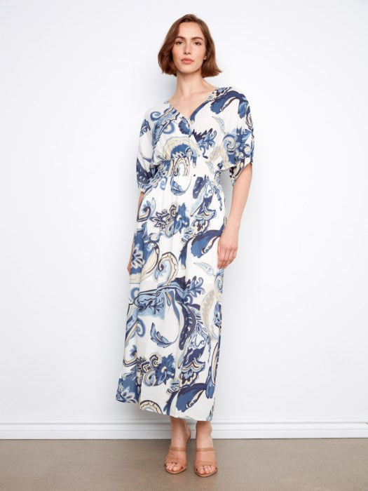 Robe maxi imprimée à manches