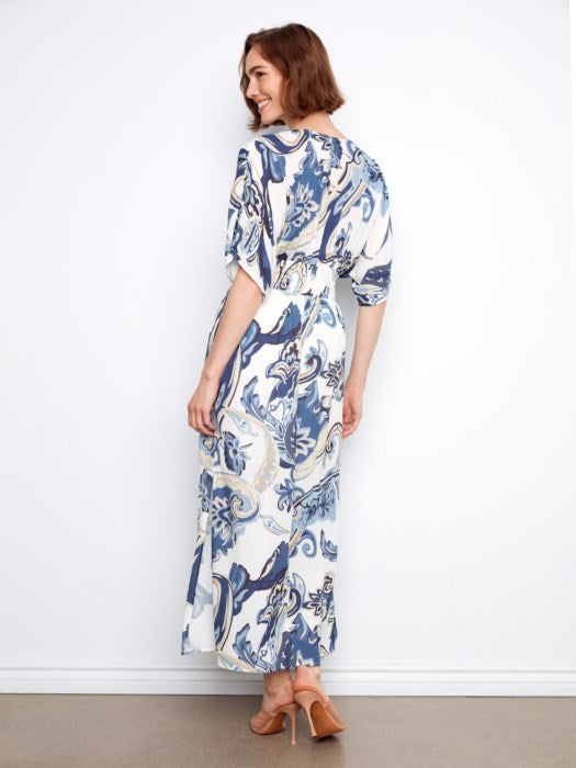 Robe maxi imprimée à manches