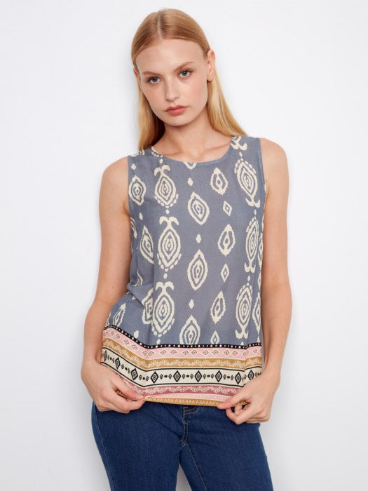 Printed Viscose Sleeveless Top CHARLIE B