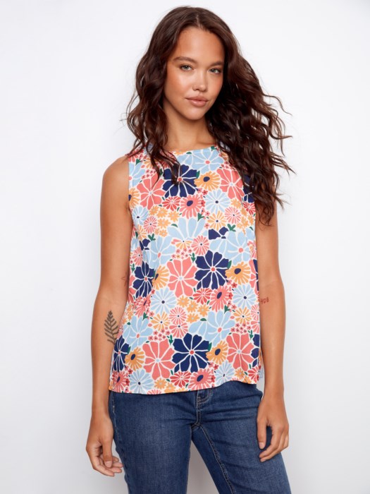 Printed Viscose Sleeveless Top CHARLIE B