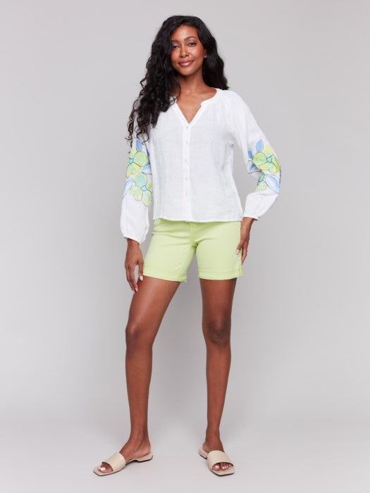 Raglan Long Sleeves Blouse With Embroidery CHARLIE B