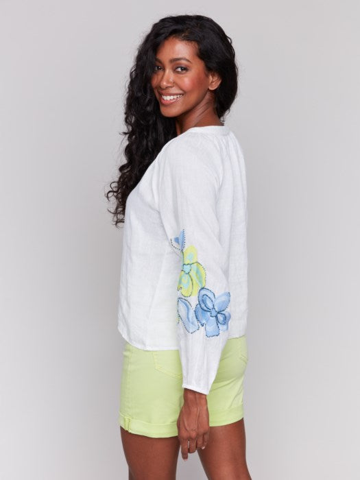 Raglan Long Sleeves Blouse With Embroidery CHARLIE B