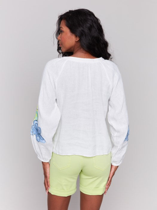 Raglan Long Sleeves Blouse With Embroidery CHARLIE B