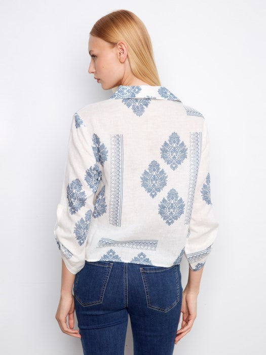 Chemisier à boutons en mélange de lin imprimé CHARLIE B