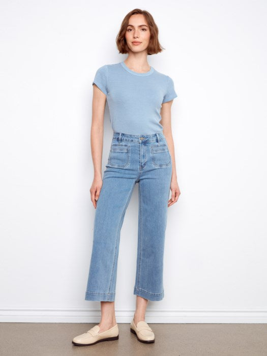 Jean flare à poches plaquées raccourci CHARLIE B