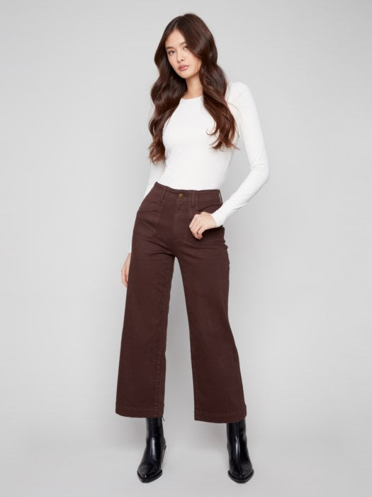 Pantalon court extensible à jambes larges CHARLIE B