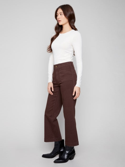 Pantalon court extensible à jambes larges CHARLIE B
