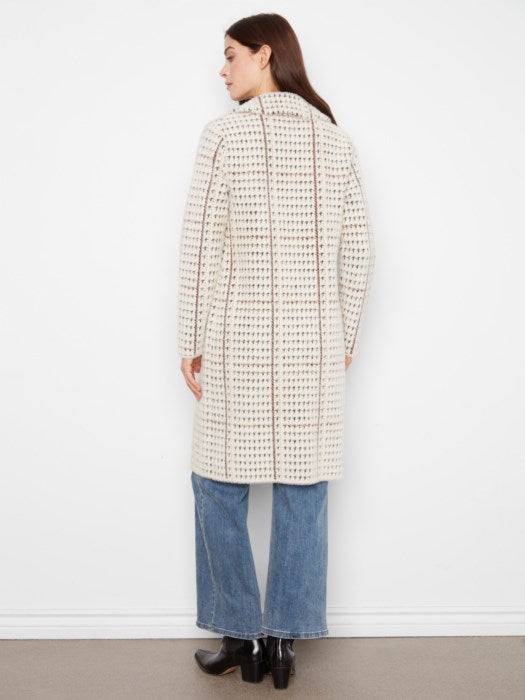 Manteau long à carreaux en tricot