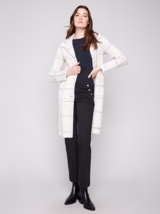 Manteau long en maille à carreaux CHARLIE B