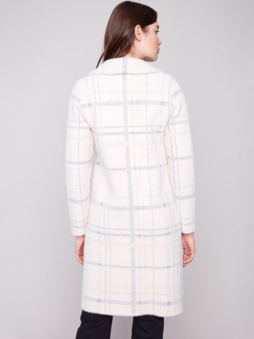 Manteau long en maille à carreaux CHARLIE B