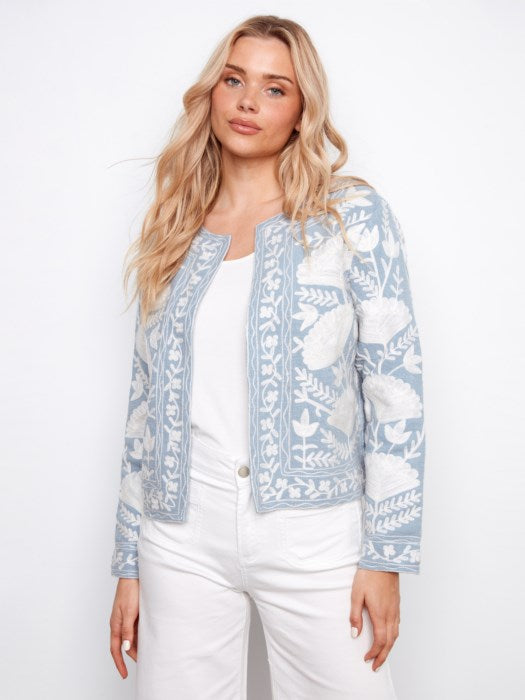 Embroidered Open Front Jacket CHARLIE B