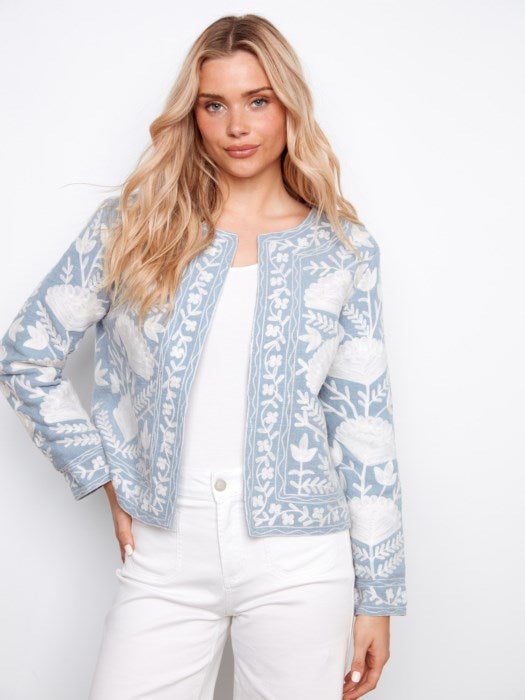 Embroidered Open Front Jacket CHARLIE B