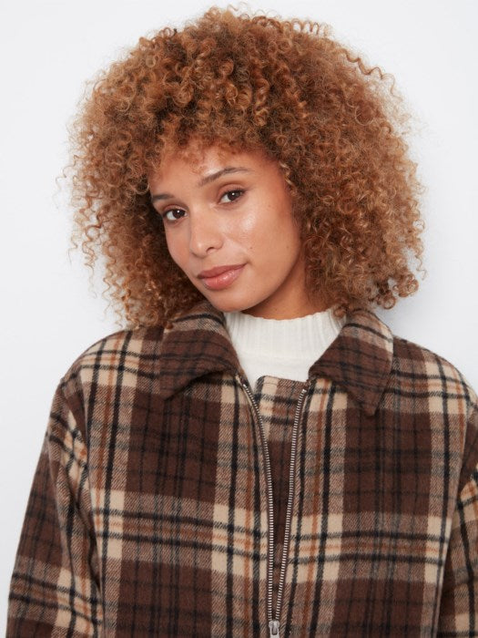 Veste bomber à carreaux en mélange laine