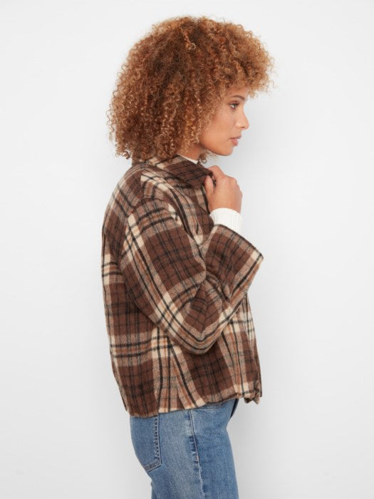 Veste bomber à carreaux en mélange laine
