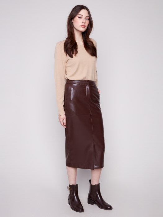 Jupe midi en similicuir CHARLIE B
