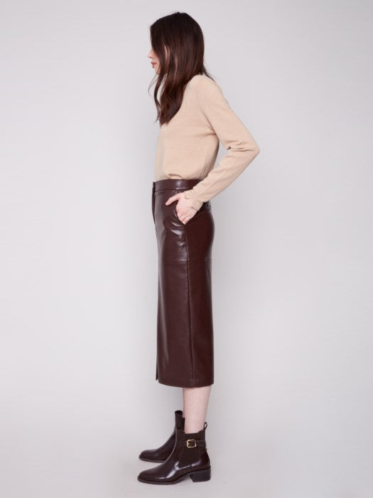 Jupe midi en similicuir CHARLIE B