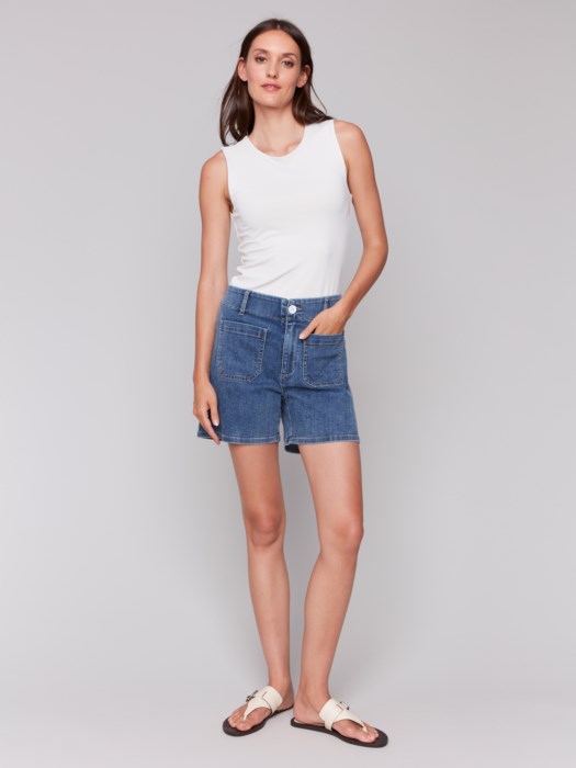 Short en denim avec poches plaquées CHARLIE B