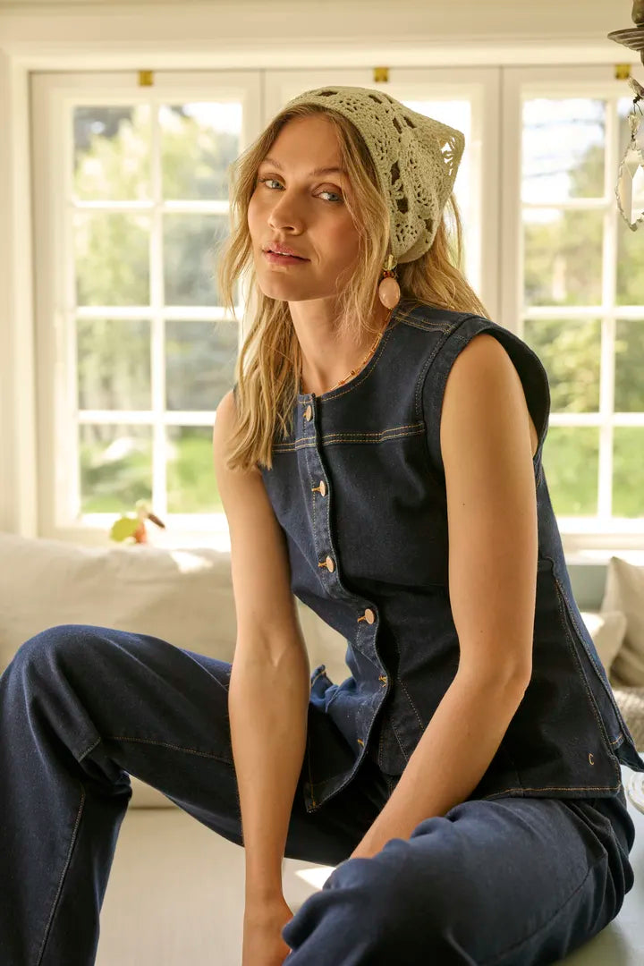Veste sans manches en denim - CRDamy