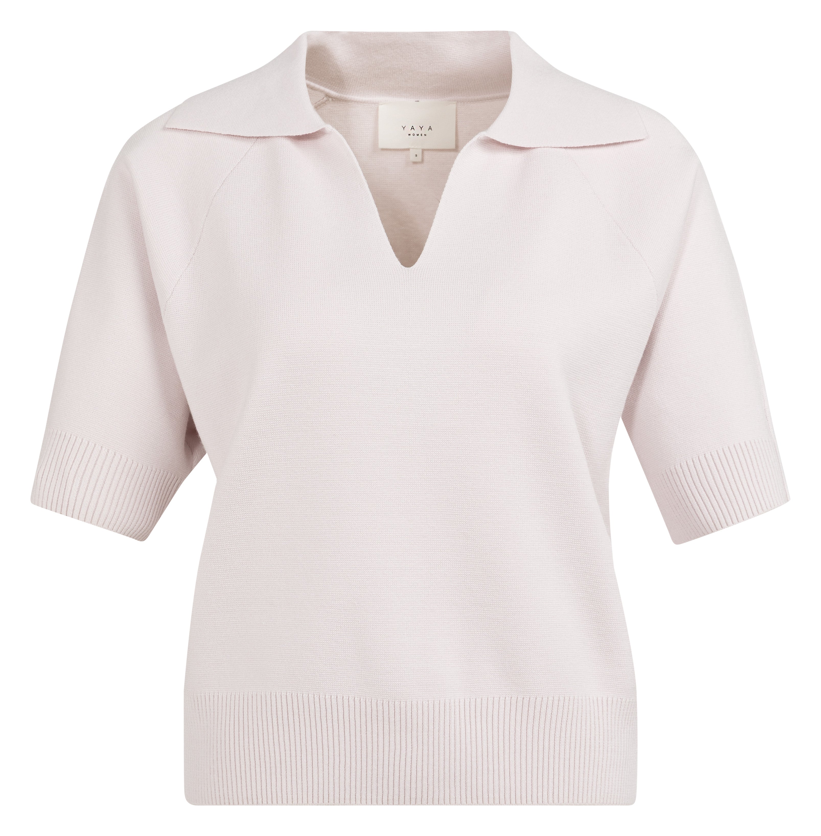 Pull avec col, manches courtes, en maille YAYA