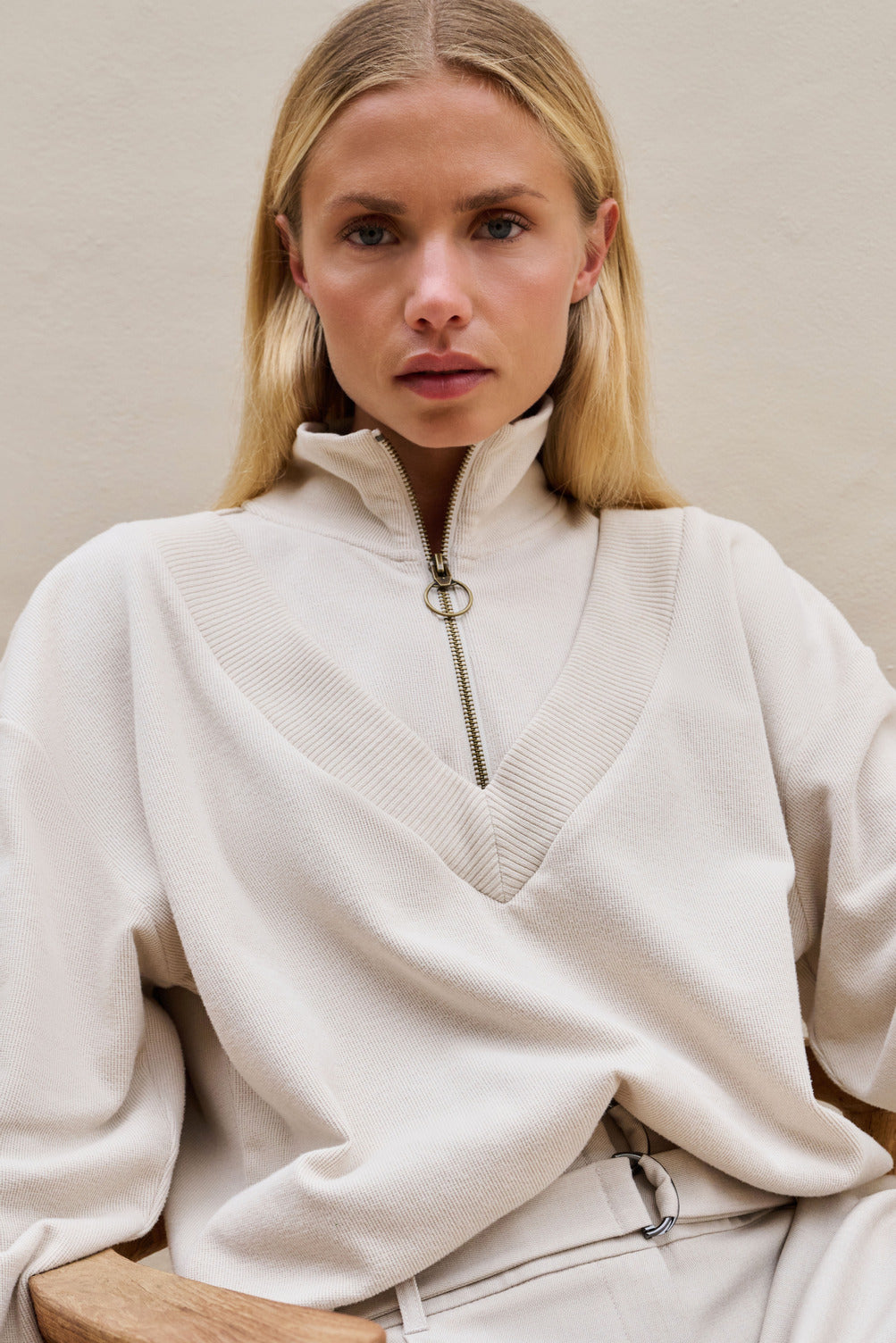 Sweat-shirt double épaisseur avec col zippé YAYA