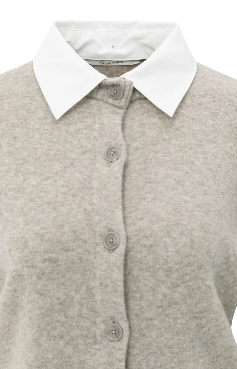 Cardigan avec col amovible et fermeture à boutons YAYA