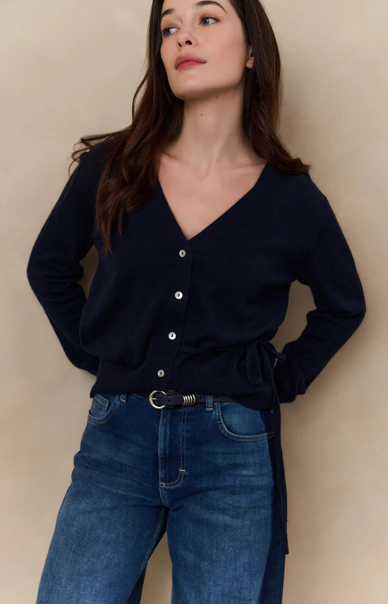 Cardigan col V à nouer à la taille YAYA