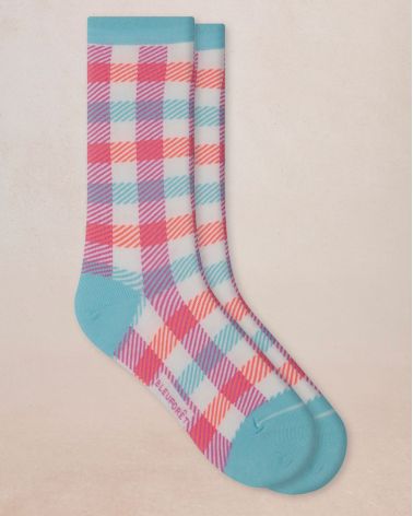 Chaussettes coton damier BLEU FORÊT