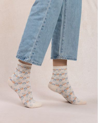 Chaussettes courtes all over cachemire BLEU FORÊT