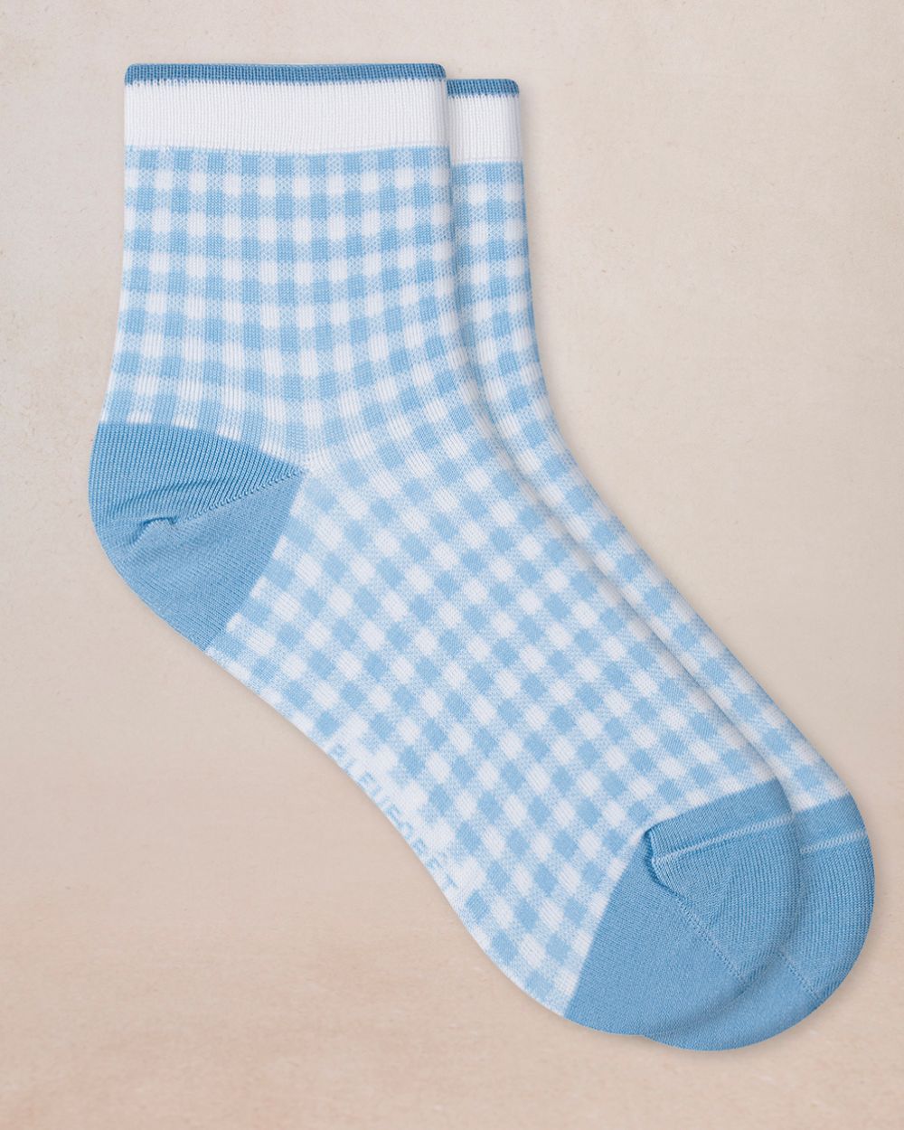 Chaussettes courtes fil d'Ecosse vichy BLEU FORÊT
