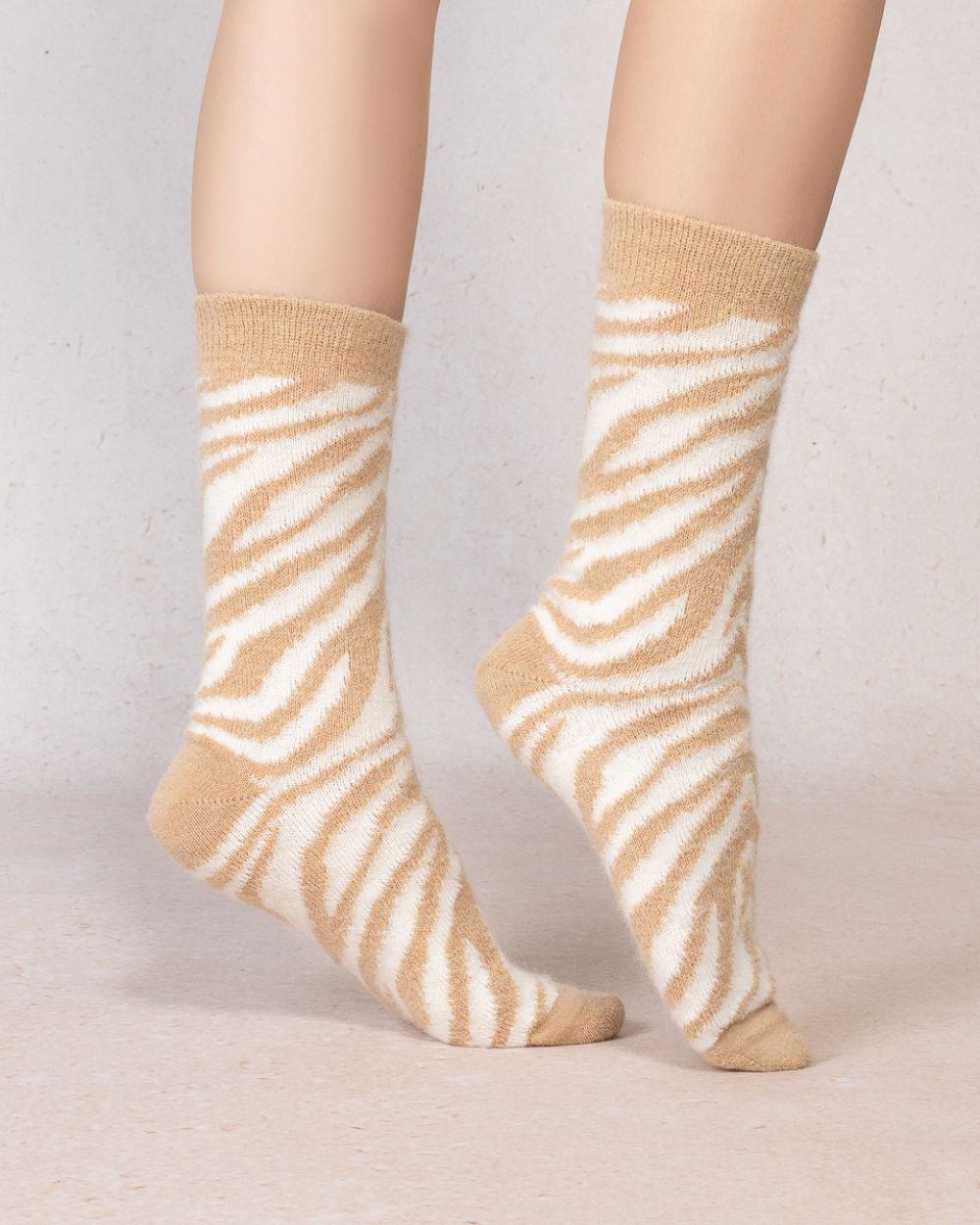 Chaussettes laine alpaga - Zèbre
