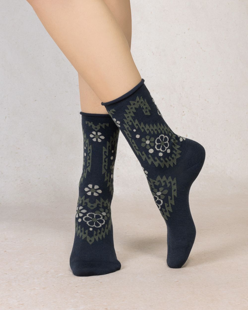 Chaussettes laine fine - Fleurs