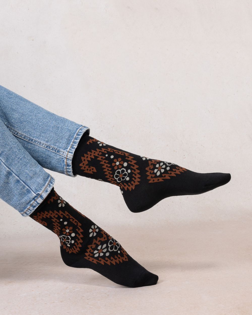 Chaussettes laine fine - Fleurs