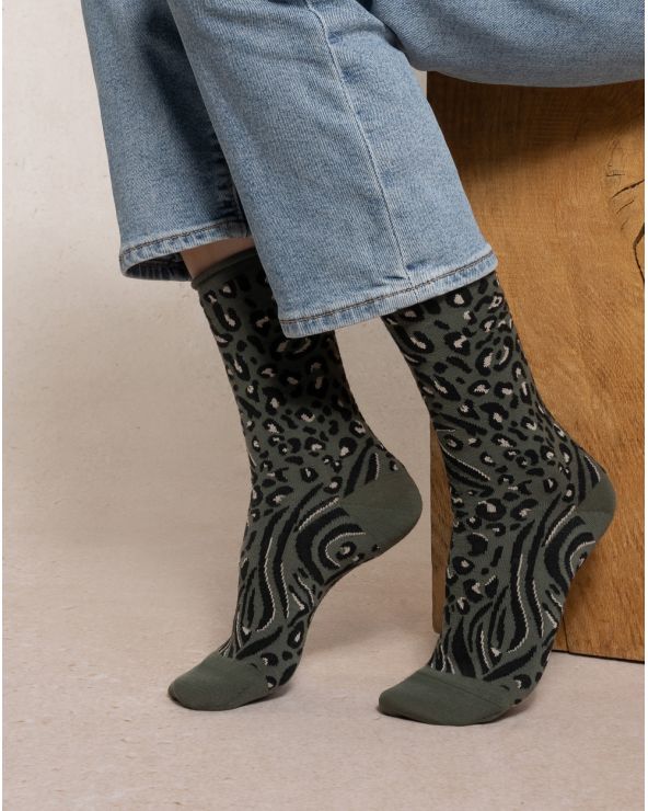 Chaussettes Laine Fine BÊTE BLEU FORÊT