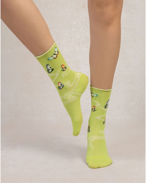 Chaussette VELOUTÉE PAPILLONS BLEU FORÊT